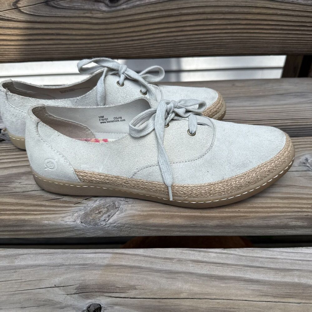 Born Capella Leather Sneakers 10M Ivory Espadrille Comfort Excellent Cond - Picture 8 of 13